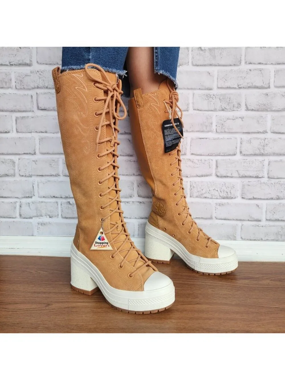 ⭐Converse Chuck 70 De Luxe Heel XX Hi Western Sz 7 Women Shoes Boots Tan A15660C